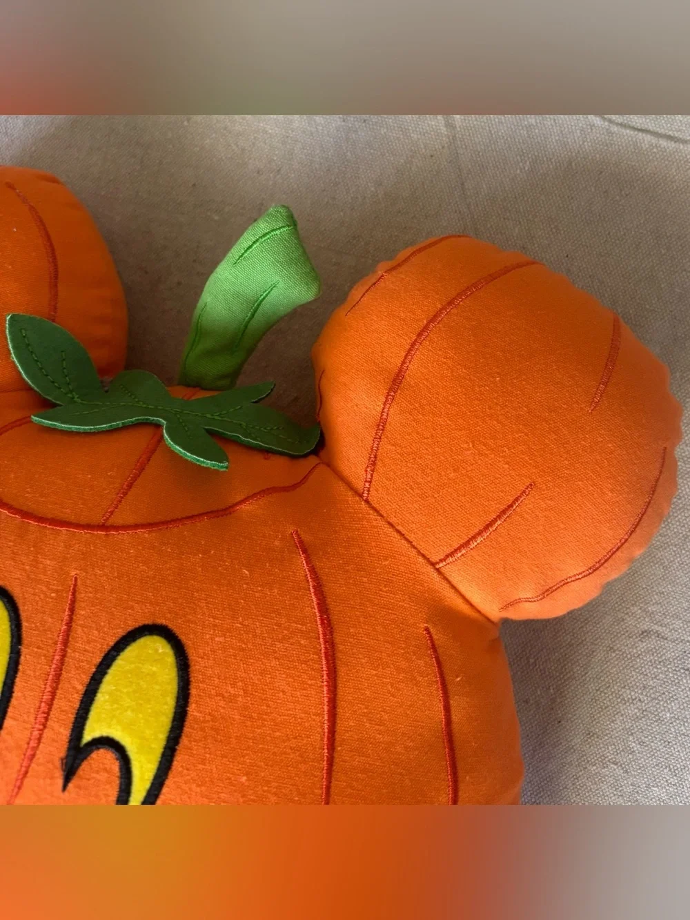Disney Parks Halloween 2022 Mickey Pumpkin Pillow Jack-O-Lantern Orange Plush
